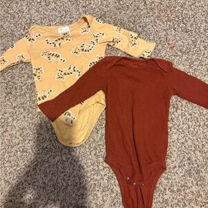 Baby Animal Print and Solid Long Sleeve Onesies Bundle